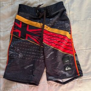 Quiksilver Kids Black and Red Board Shorts